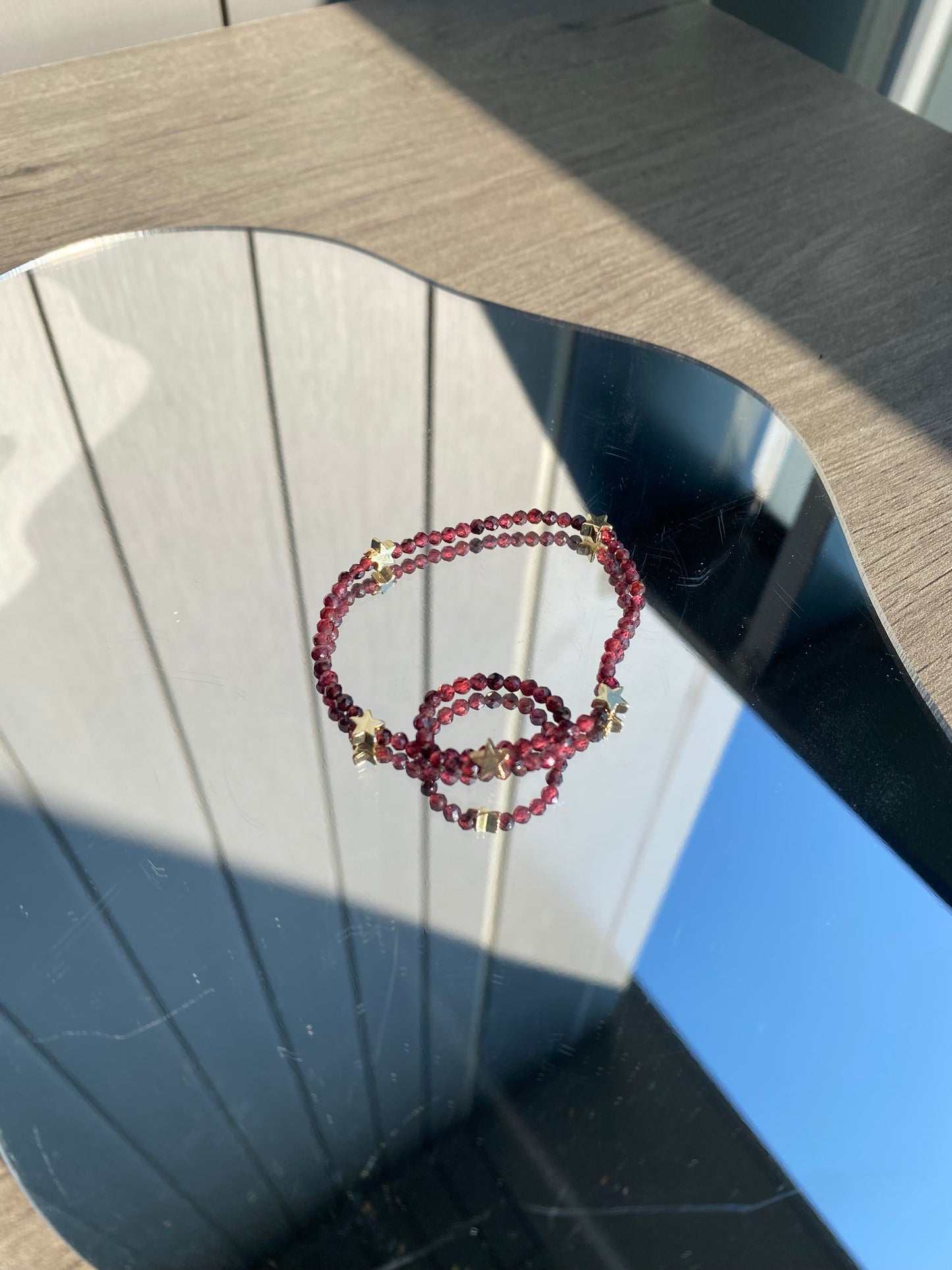 Garnet Beads Ring & Bracelet Set