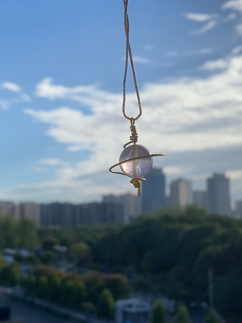 Rose Quartz Planet Necklace