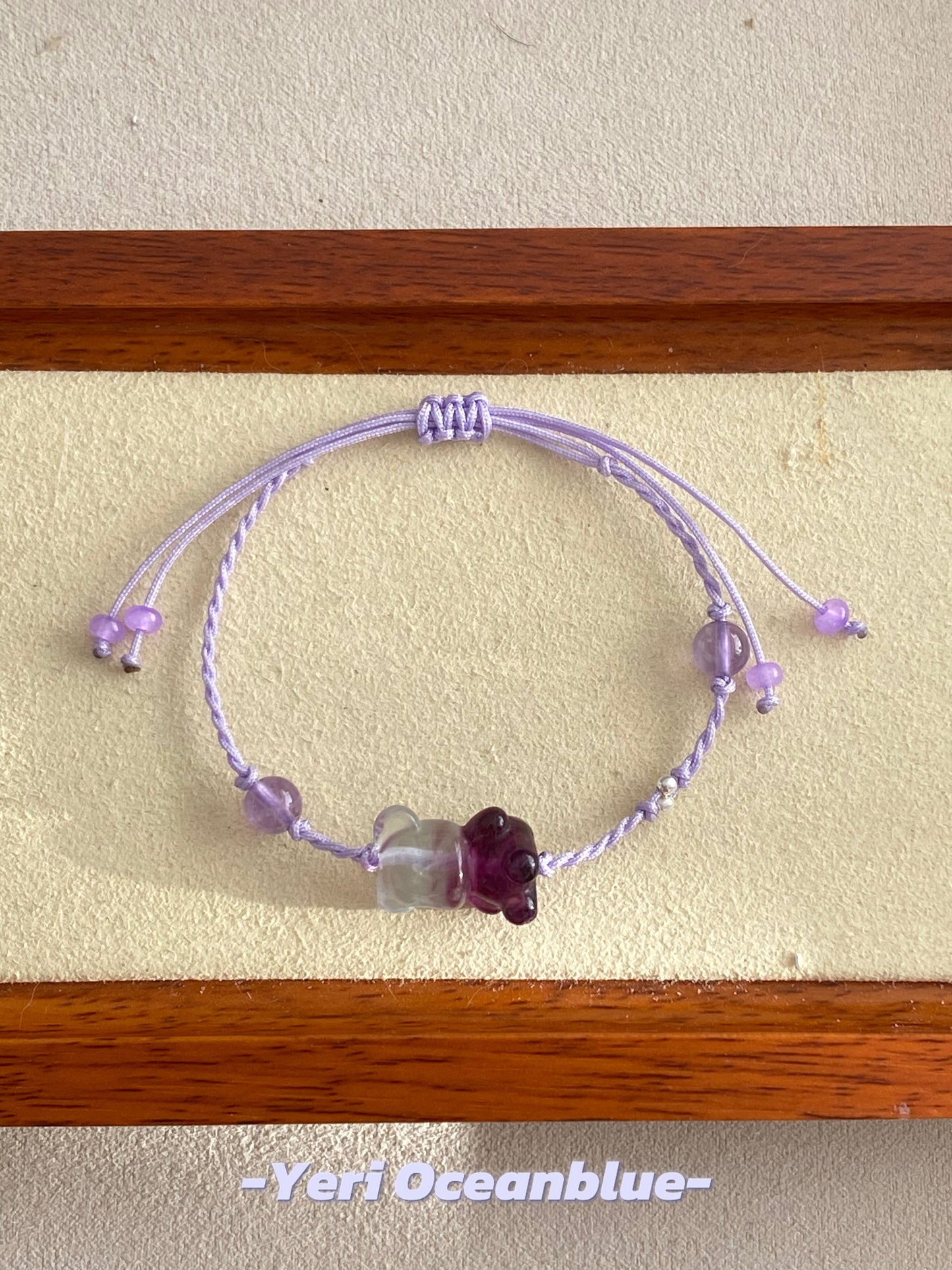 Fluorite bear braided bracelet