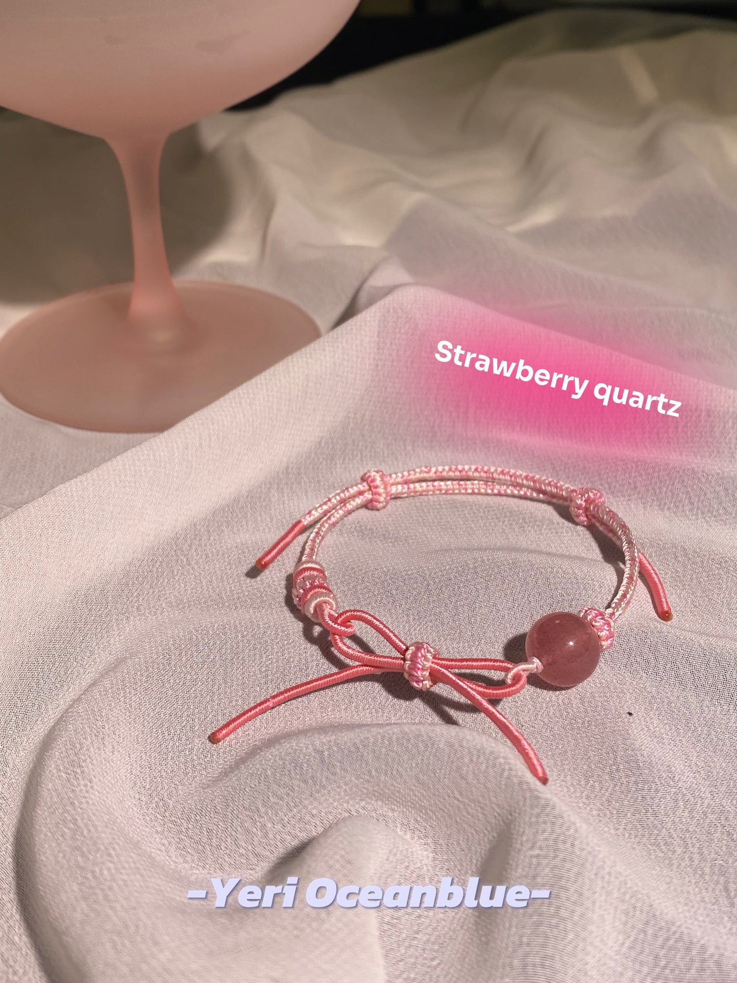 Melody impression braided bracelet (strawberry quartz)