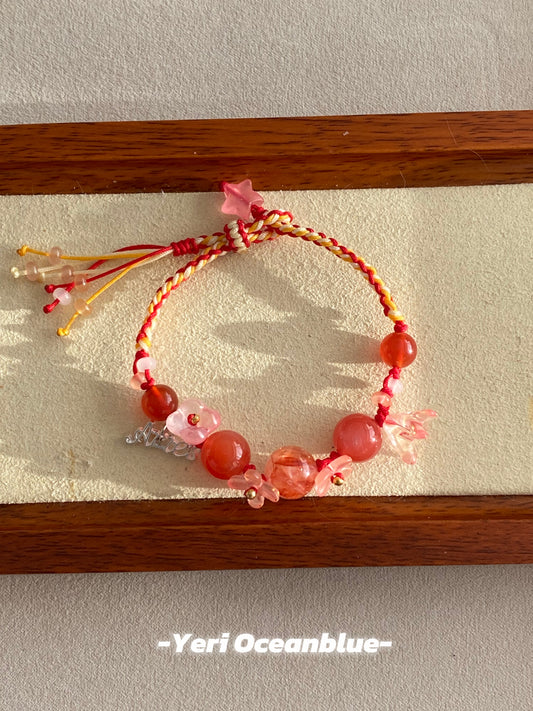 Aries braided bracelet (fire quartz & red agate)
