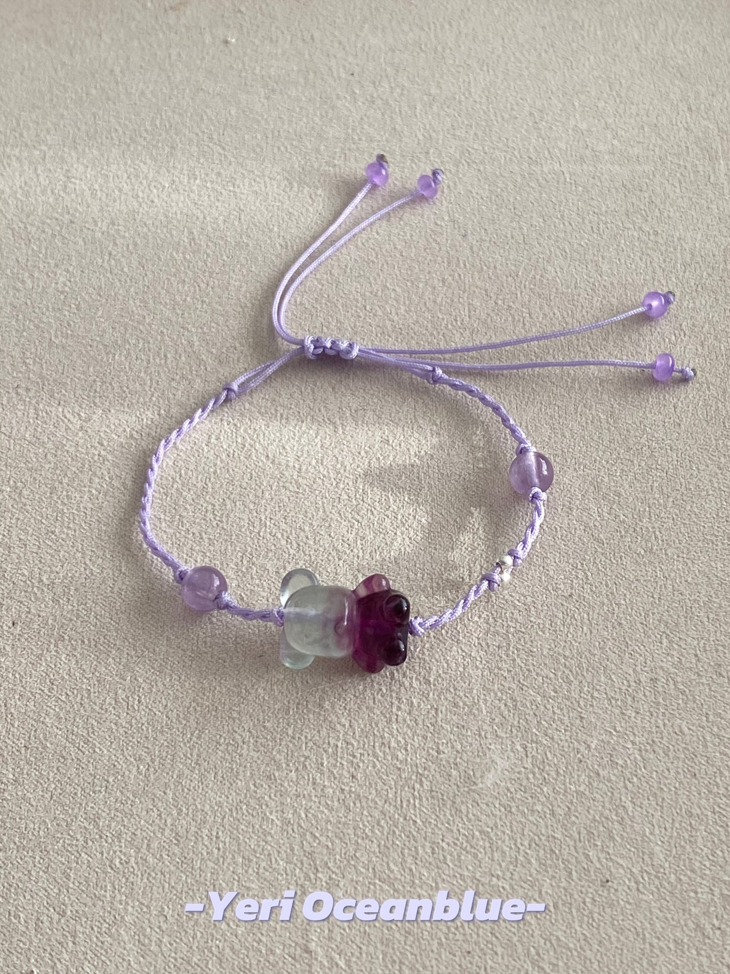 Fluorite bear braided bracelet
