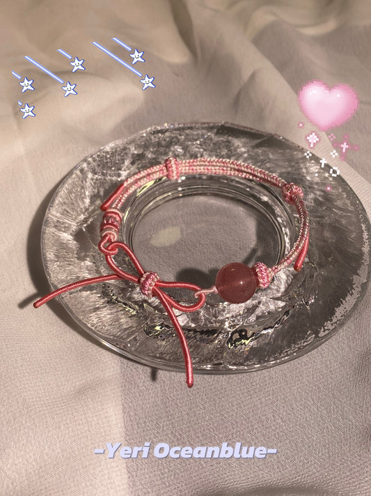 Melody impression braided bracelet (strawberry quartz)