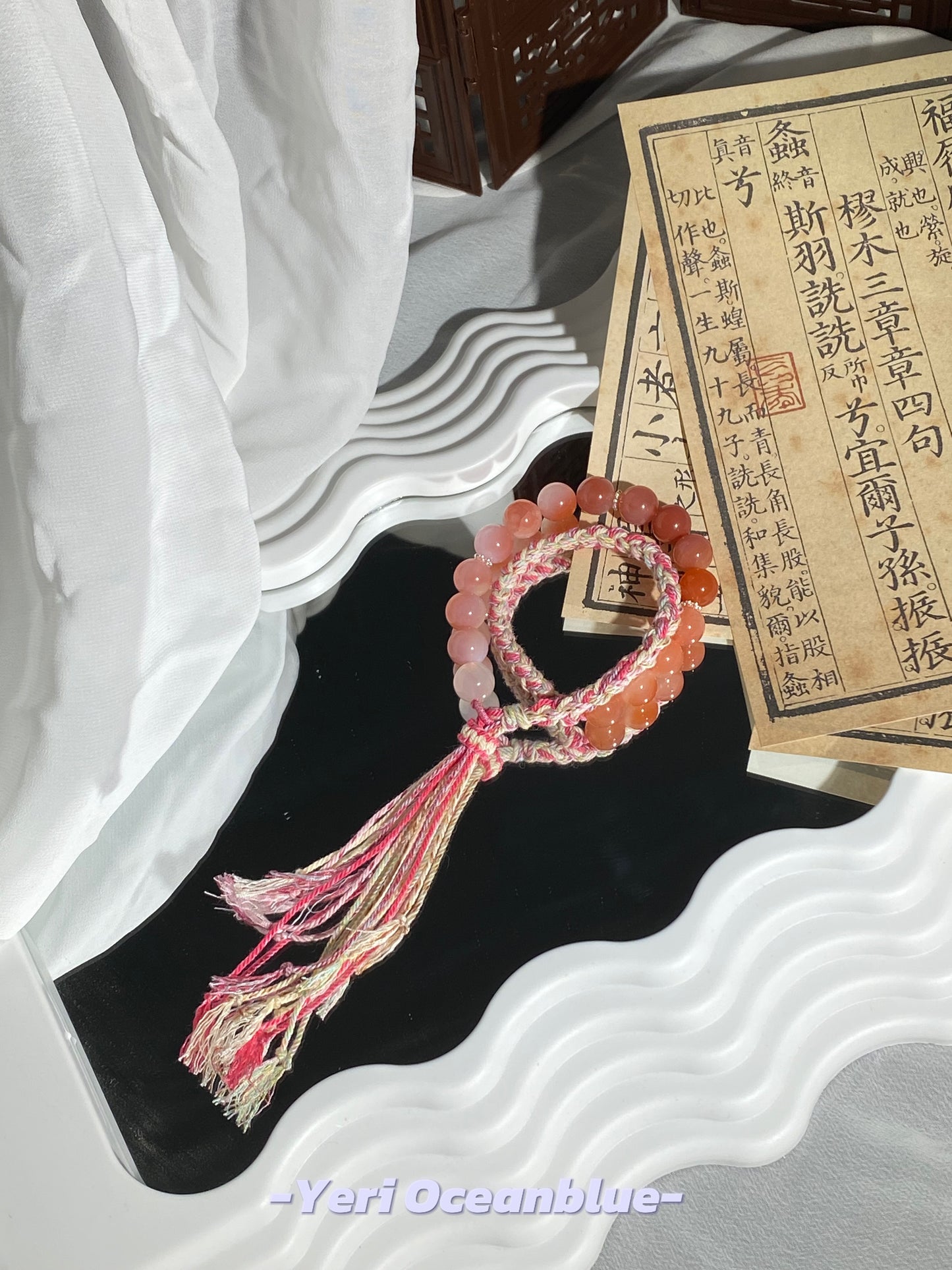 Pink agate double layers bracelet