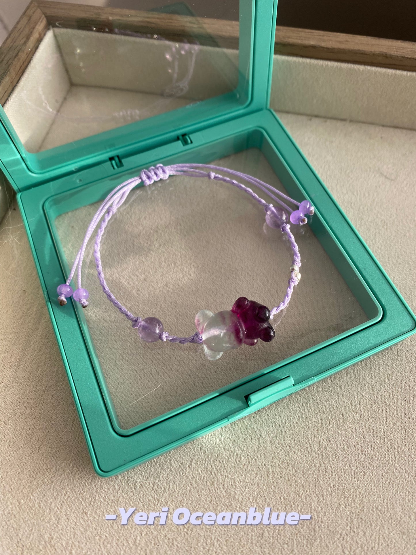 Fluorite bear braided bracelet