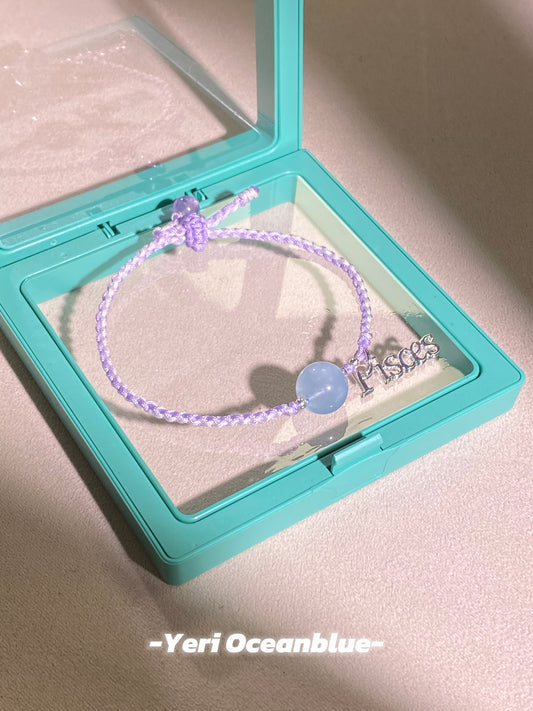 Pisces braided bracelet (aquamarine & amethyst)