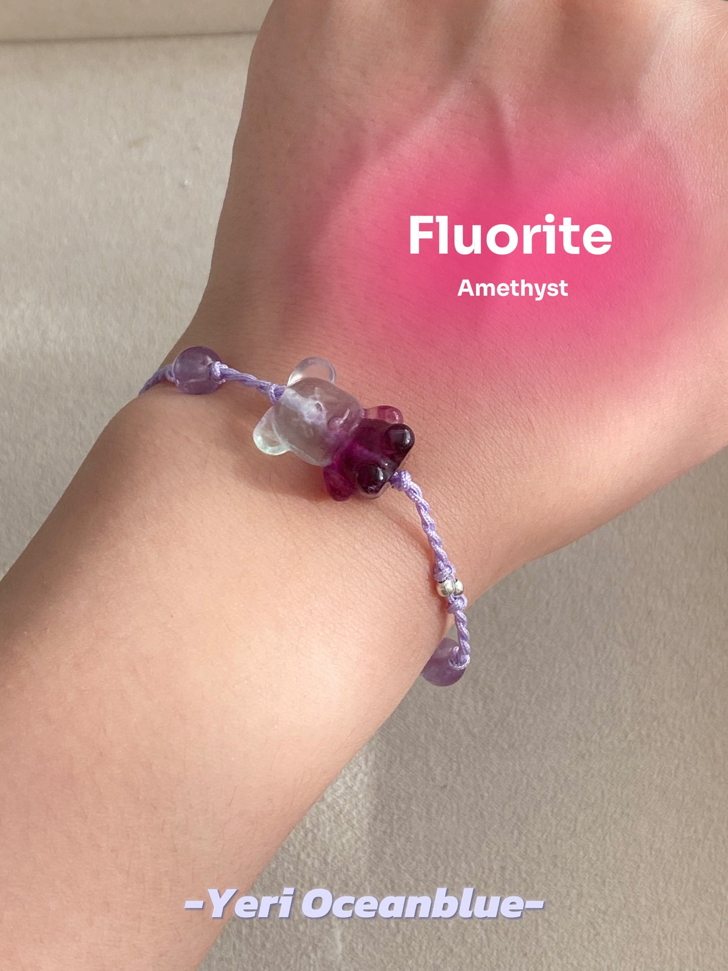 Fluorite bear braided bracelet