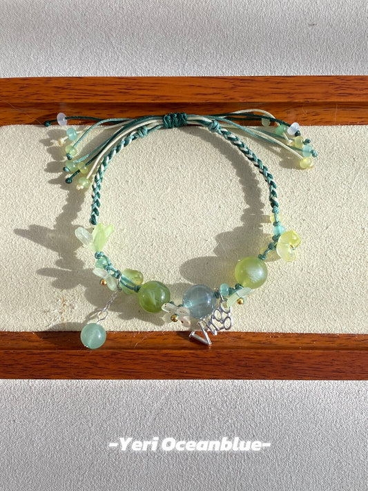 Virgo braided bracelet (fluorite &mountain jade)