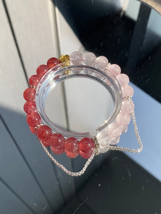 Strawberry Quartz & Rose Quartz Bracelet – Love and Harmony