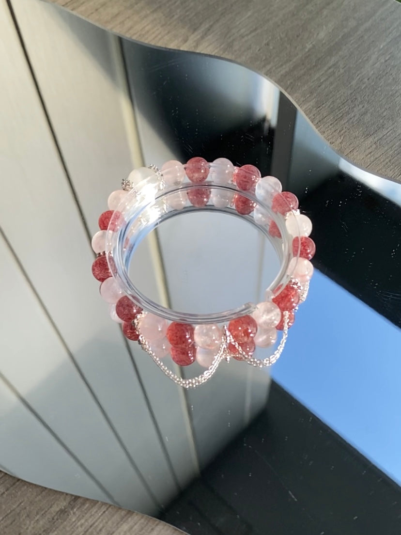 Harmony Heart Bracelet: Rose Quartz, Strawberry Quartz & Selenite