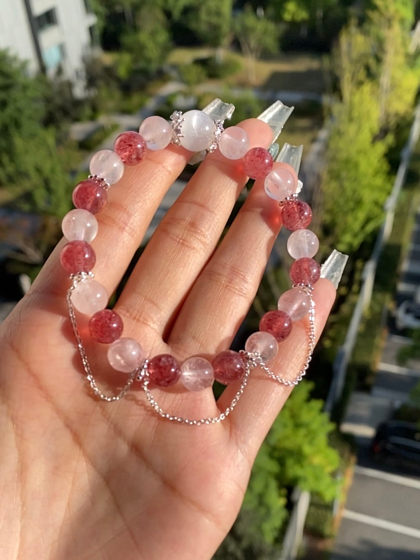 Harmony Heart Bracelet: Rose Quartz, Strawberry Quartz & Selenite