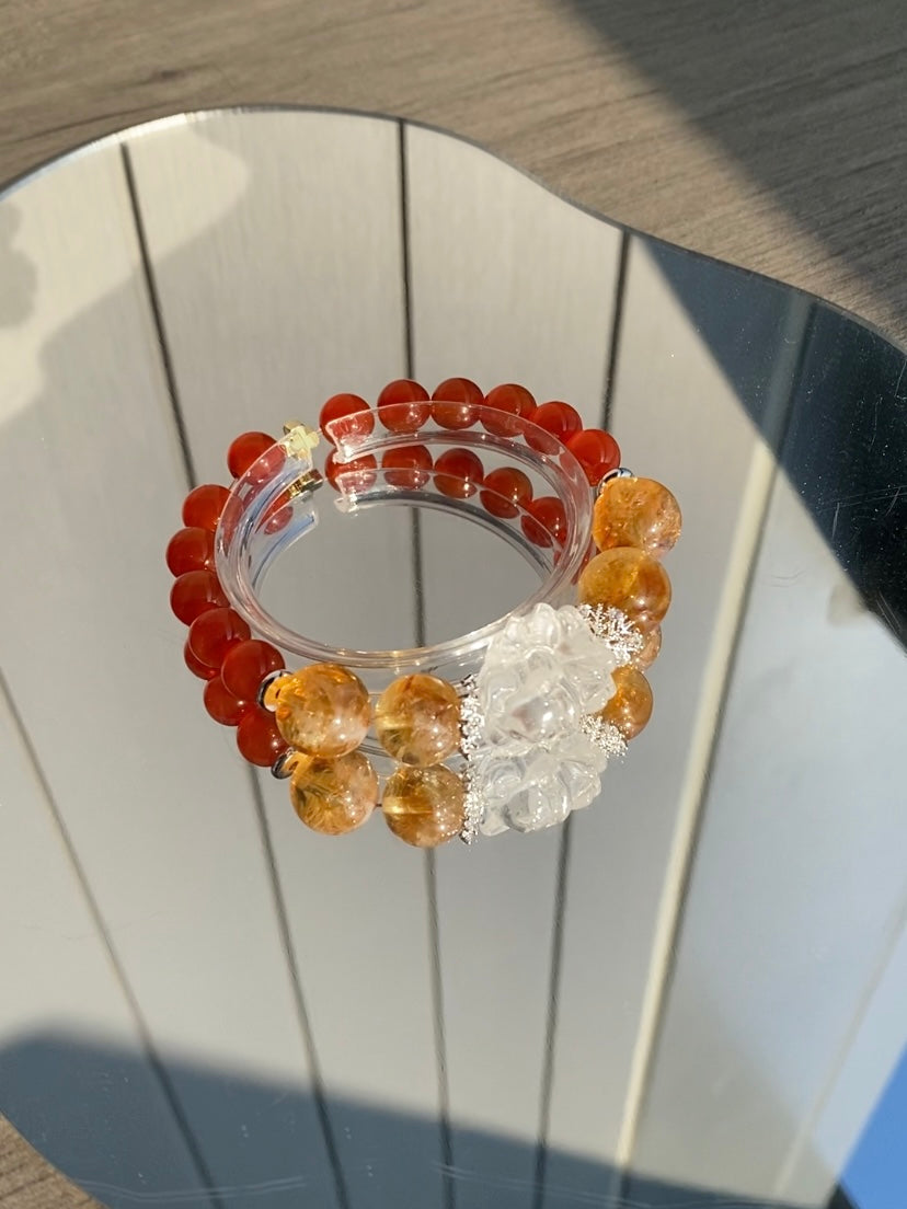 ENFP Empowerment Bracelet – Citrine, Carnelian & Clear Quartz Nine Tail Fox