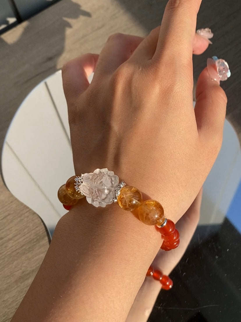 ENFP Empowerment Bracelet – Citrine, Carnelian & Clear Quartz Nine Tail Fox