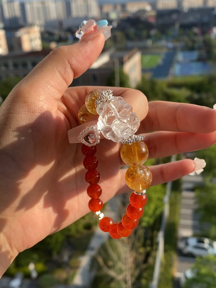 ENFP Empowerment Bracelet – Citrine, Carnelian & Clear Quartz Nine Tail Fox