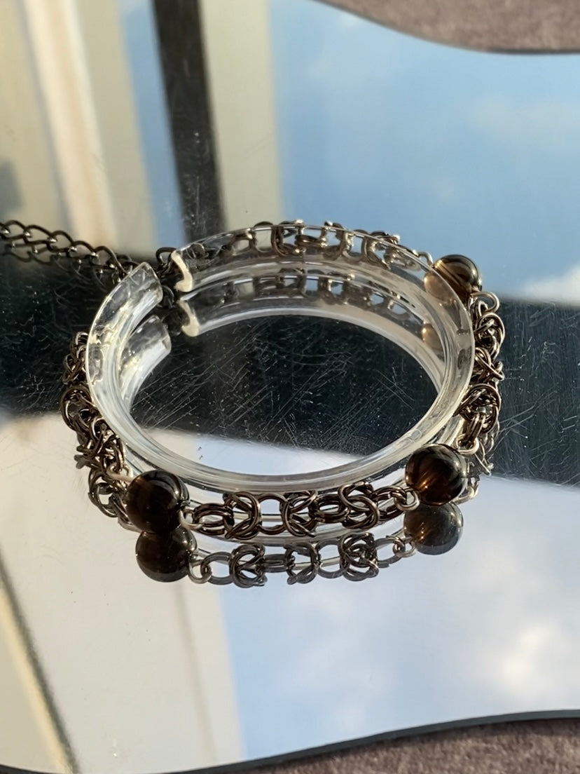 Byzantine Chain and Smoky Quartz Bead Bracelet